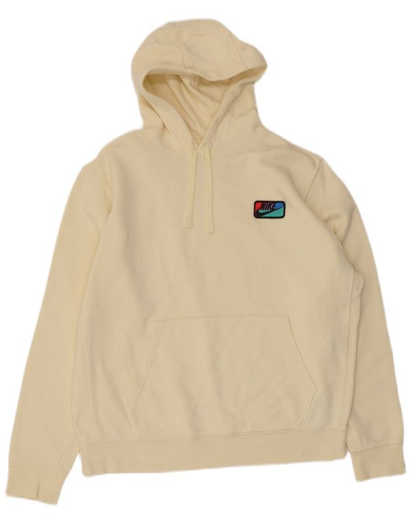 Nike Mens Hoodie Jumper Large Yellow Cotton