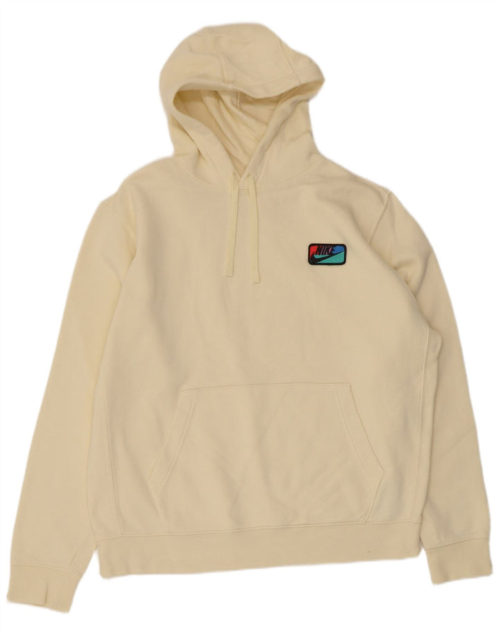 Nike Mens Hoodie Jumper Large Yellow Cotton