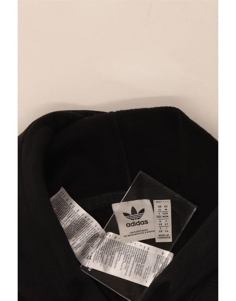 ADIDAS Womens Oversized Crop Hoodie Jumper UK 14 Medium Black Cotton Vintage Adidas and Second-Hand Adidas from Messina Hembry 