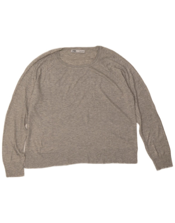 Zara Womens Boat Neck Jumper Sweater UK 18 XL Grey Viscose