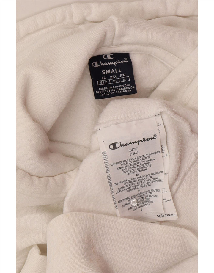 Champion Mens Hoodie Jumper Small White Cotton