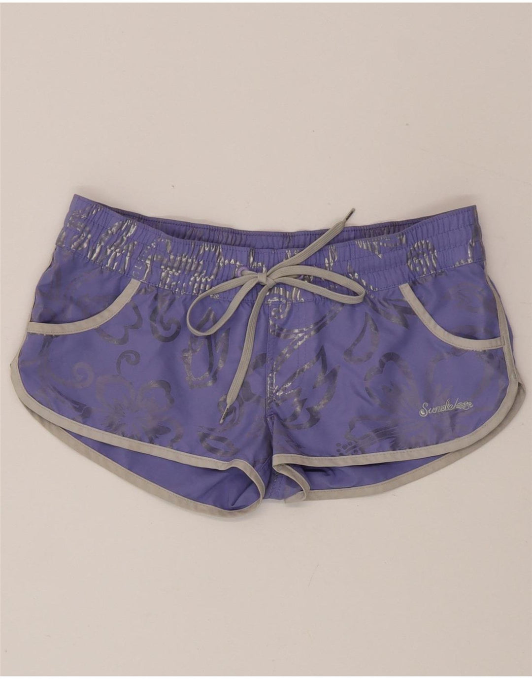 Sundek Womens Swimming Shorts IT 40 Small  Purple Floral Polyester