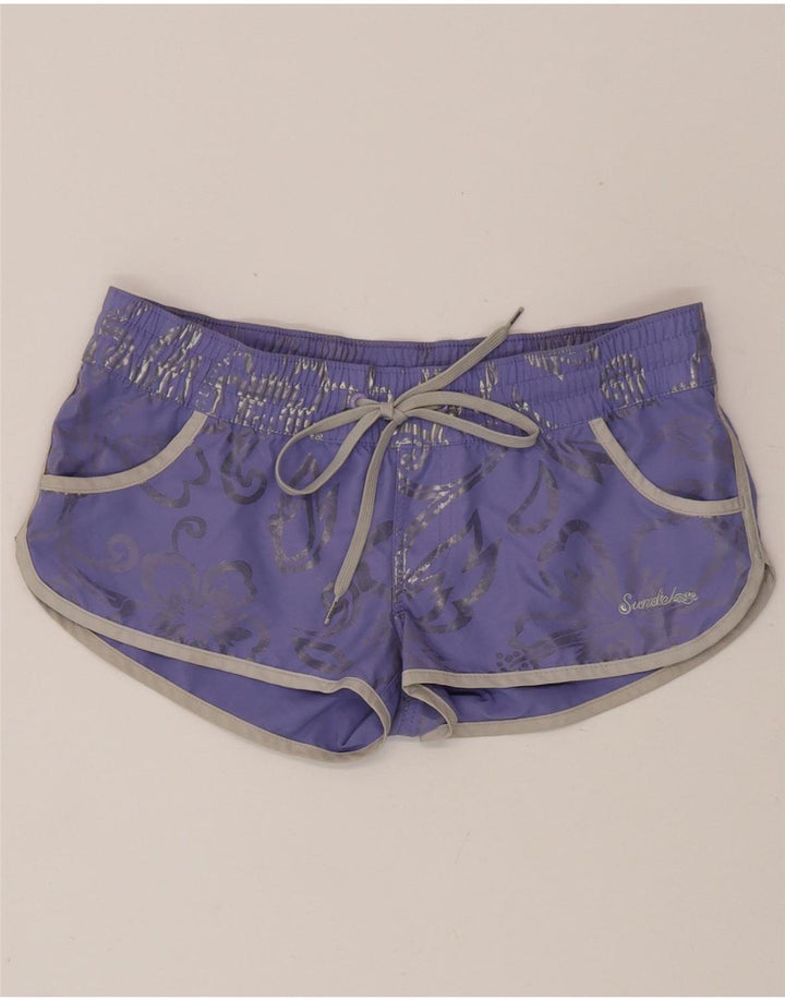 Sundek Womens Swimming Shorts IT 40 Small  Purple Floral Polyester