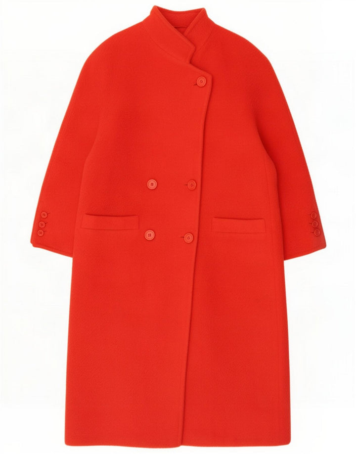 Vintage Womens Oversized Double Breasted Coat EU 36 Small Red Wool