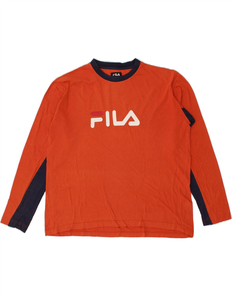 FILA Mens Graphic Top Long Sleeve Large Red Colourblock Cotton Vintage Fila and Second-Hand Fila from Messina Hembry 