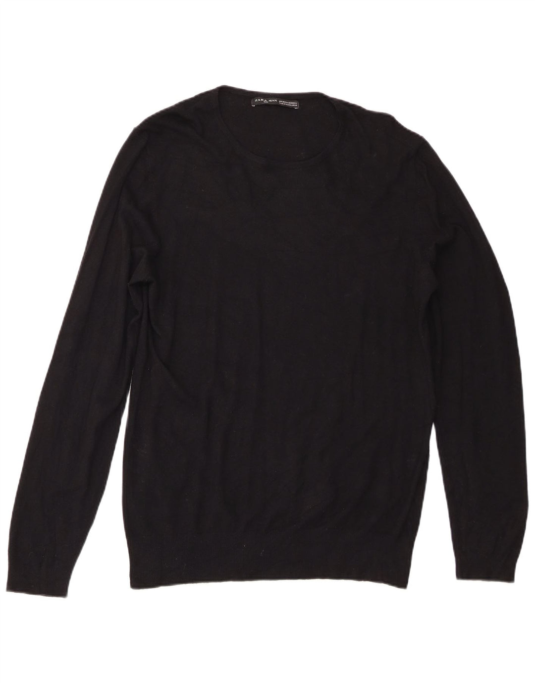 Zara Mens Crew Neck Jumper Sweater XL Black