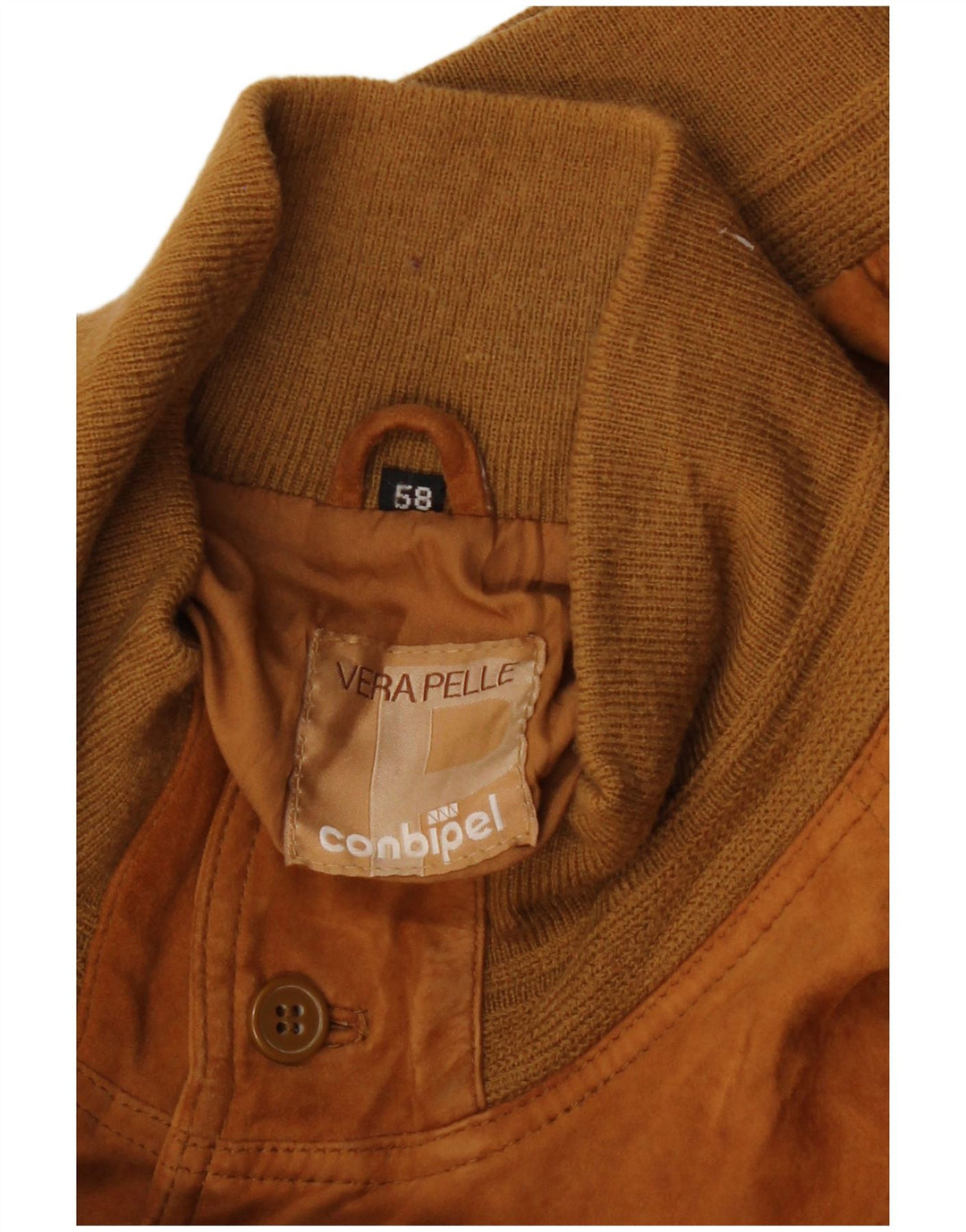 CONBIPEL Mens Suede Bomber Jacket IT 58 2XL Brown Leather