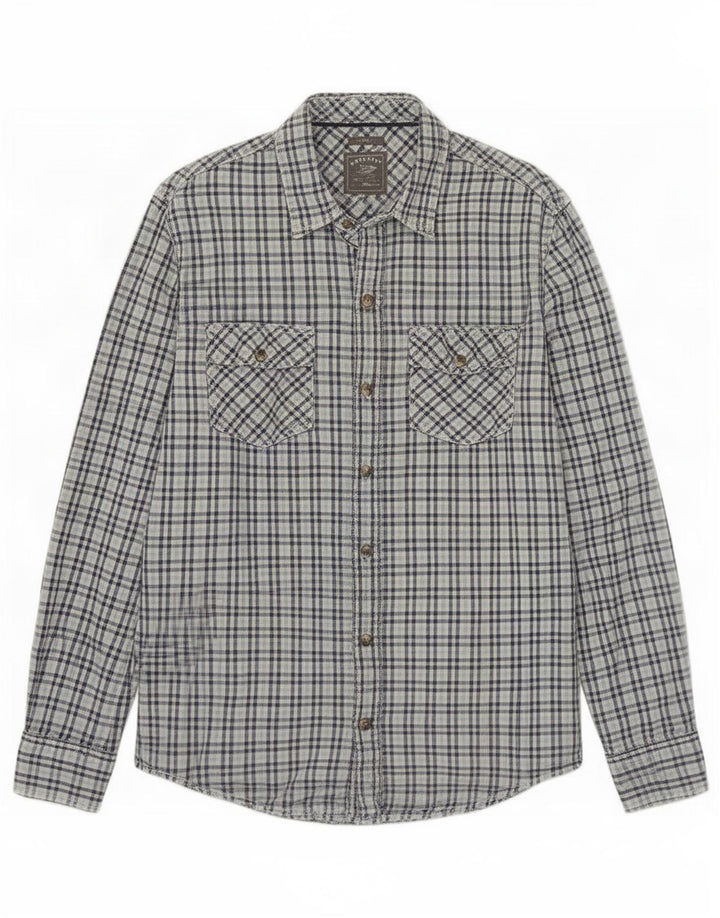 Fat Face Mens Slim Fit Shirt Large Blue Gingham Cotton