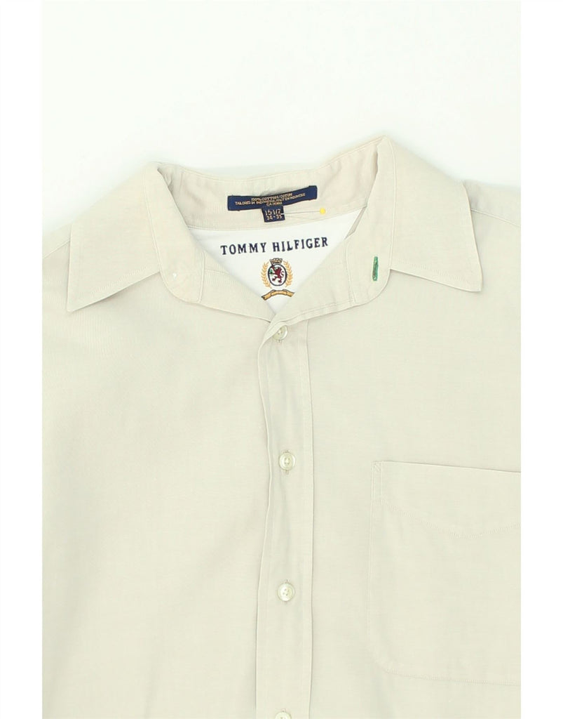 TOMMY HILFIGER Mens Shirt Size 15 1/2 Medium Beige Cotton | Vintage Tommy Hilfiger | Thrift | Second-Hand Tommy Hilfiger | Used Clothing | Messina Hembry 