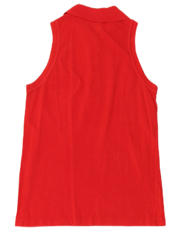 Lacoste Womens Sleeveless Polo Shirt Size 38 Medium Red Cotton