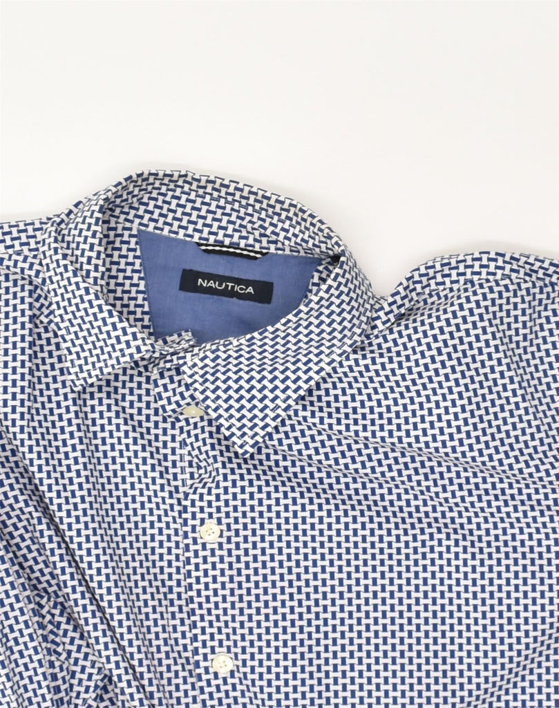 NAUTICA Mens Shirt XL Navy Blue Geometric Cotton | Vintage Nautica | Thrift | Second-Hand Nautica | Used Clothing | Messina Hembry 