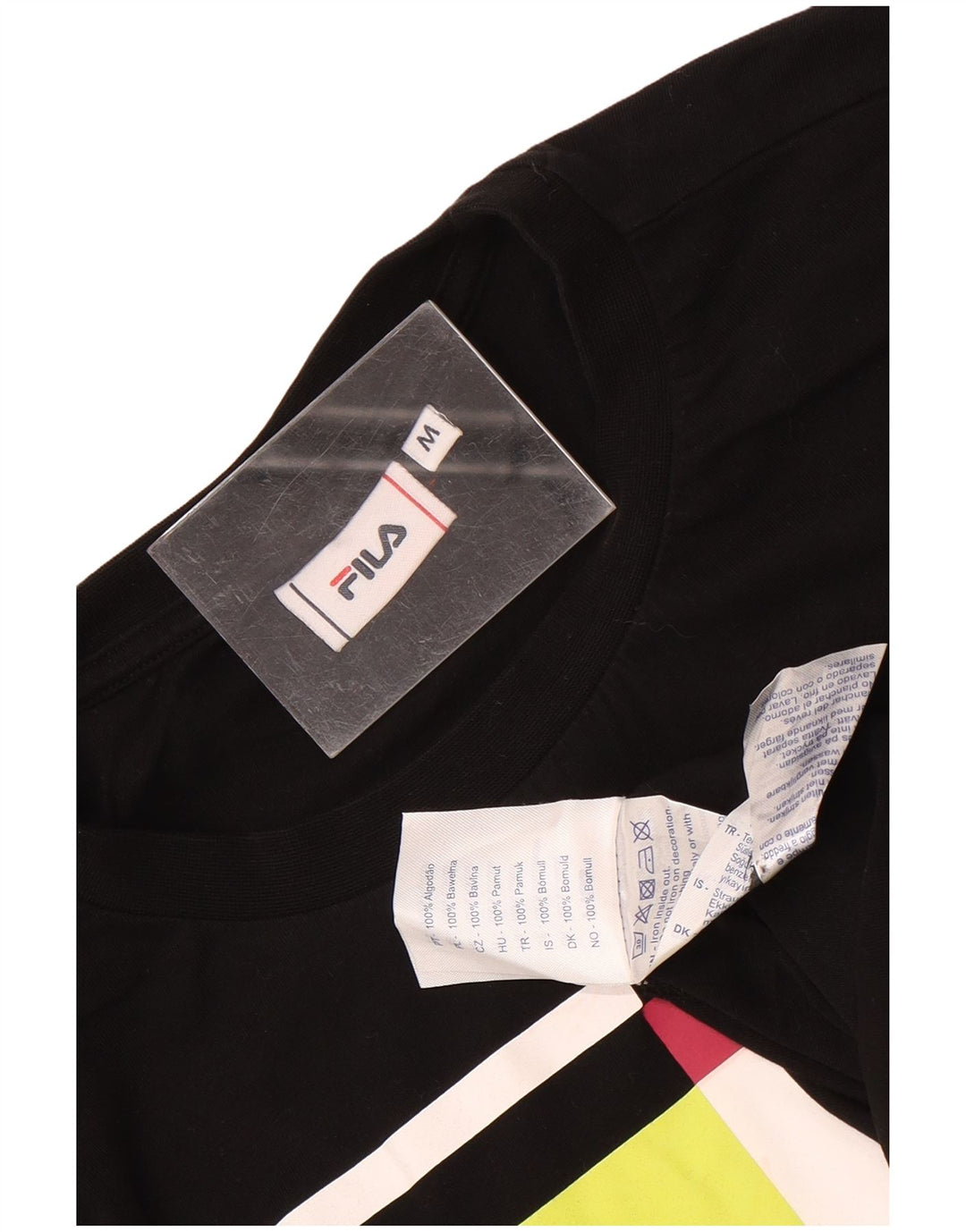 Fila Mens Graphic T-Shirt Top Medium Black Cotton