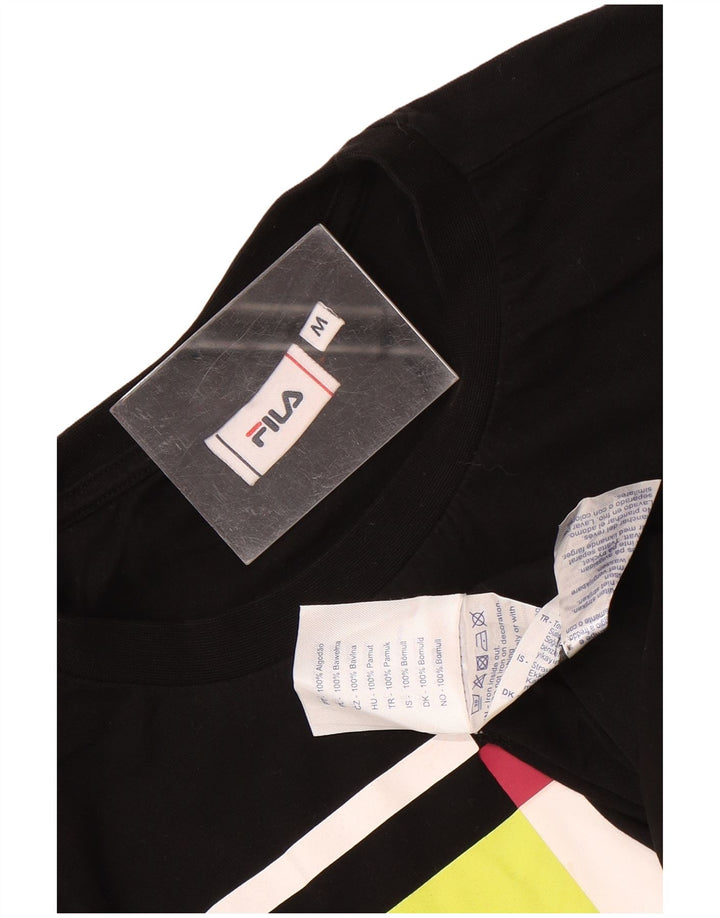 Fila Mens Graphic T-Shirt Top Medium Black Cotton