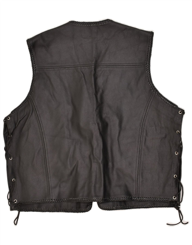 BONGOSSI TRADE Mens Leather Gilet UK 46 3XL Black Vintage Bongossi Trade and Second-Hand Bongossi Trade from Messina Hembry 