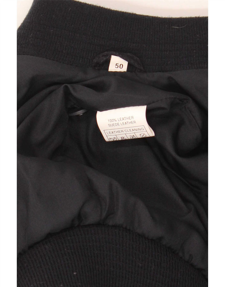Vintage Mens Suede Bomber Jacket IT 50 Large Navy Blue Leather