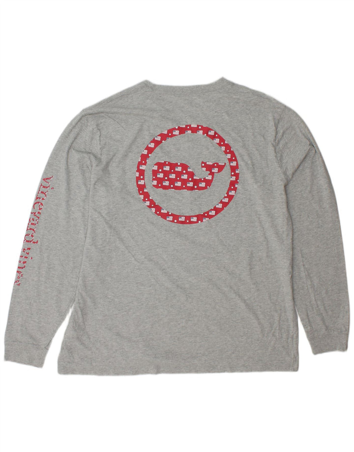 VINEYARD VINES Mens Graphic Top Long Sleeve XL Grey Cotton