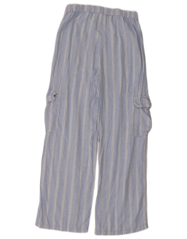 Marks & Spencer Girls Cargo Trousers 13-14 Years W26 L28 Blue Striped