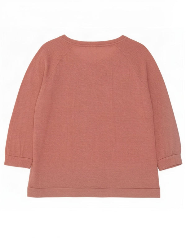 Jigsaw Womens 3/4 Sleeve Boat Neck Jumper Sweater UK 16 Large Pink Flecked