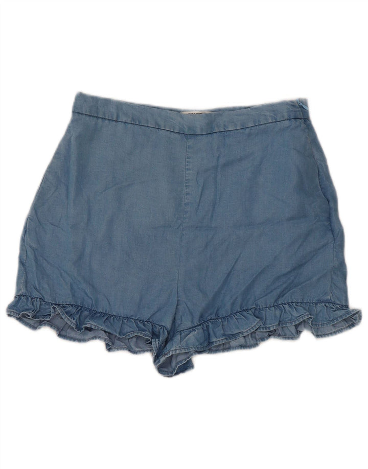 Zara Womens High Waist Hot Pants Medium W28 Blue Lyocell