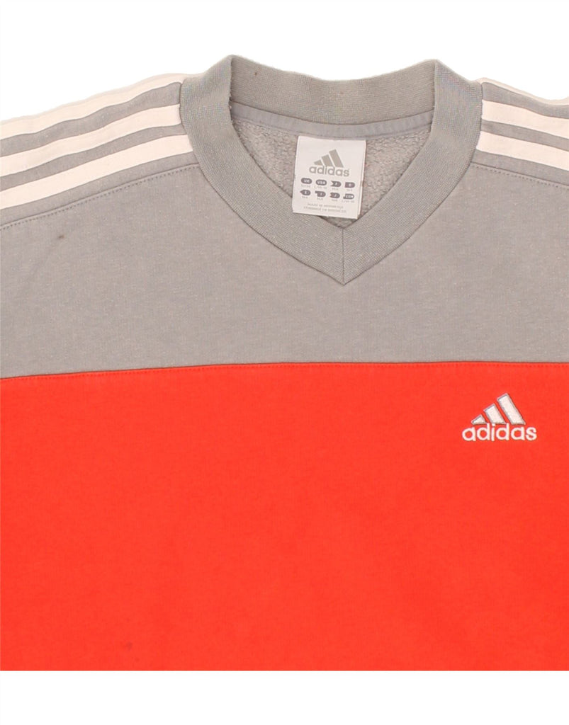 ADIDAS Boys Sweatshirt Jumper 13-14 Years Orange Colourblock Cotton Vintage Adidas and Second-Hand Adidas from Messina Hembry 