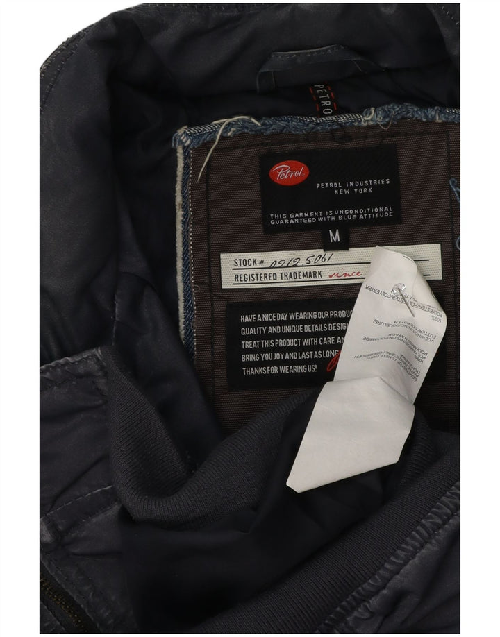 Petrol Industries Mens Graphic Bomber Jacket UK 38 Medium Navy Blue