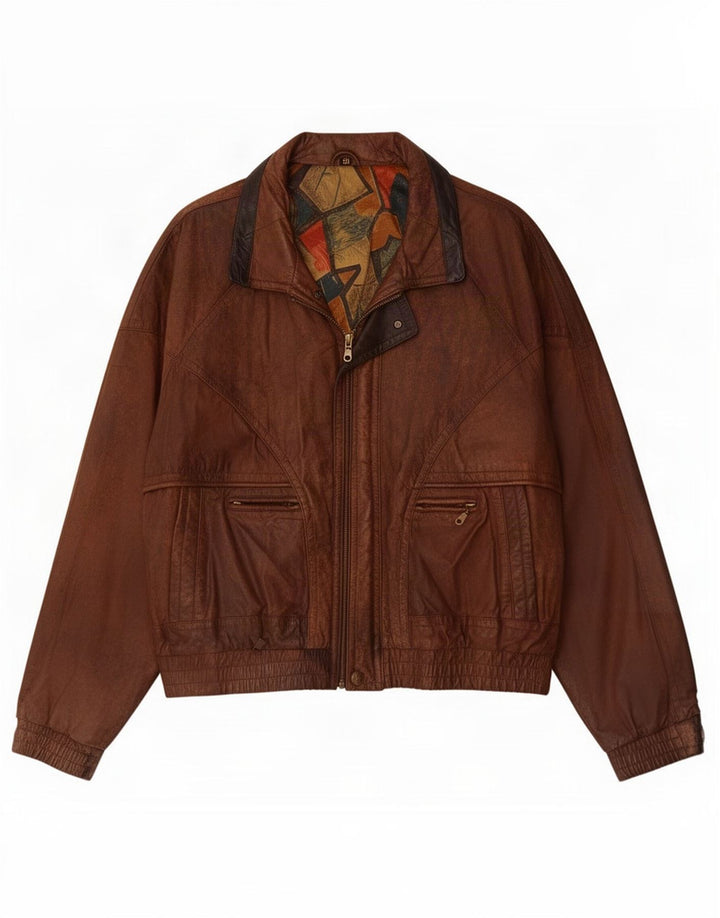 Vintage Mens Leather Jacket UK 42 XL Brown
