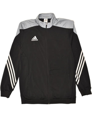 ADIDAS Mens Tracksuit Top Jacket Large Black Colourblock Polyester Vintage Second Hand Clothing Online Messina Hembry