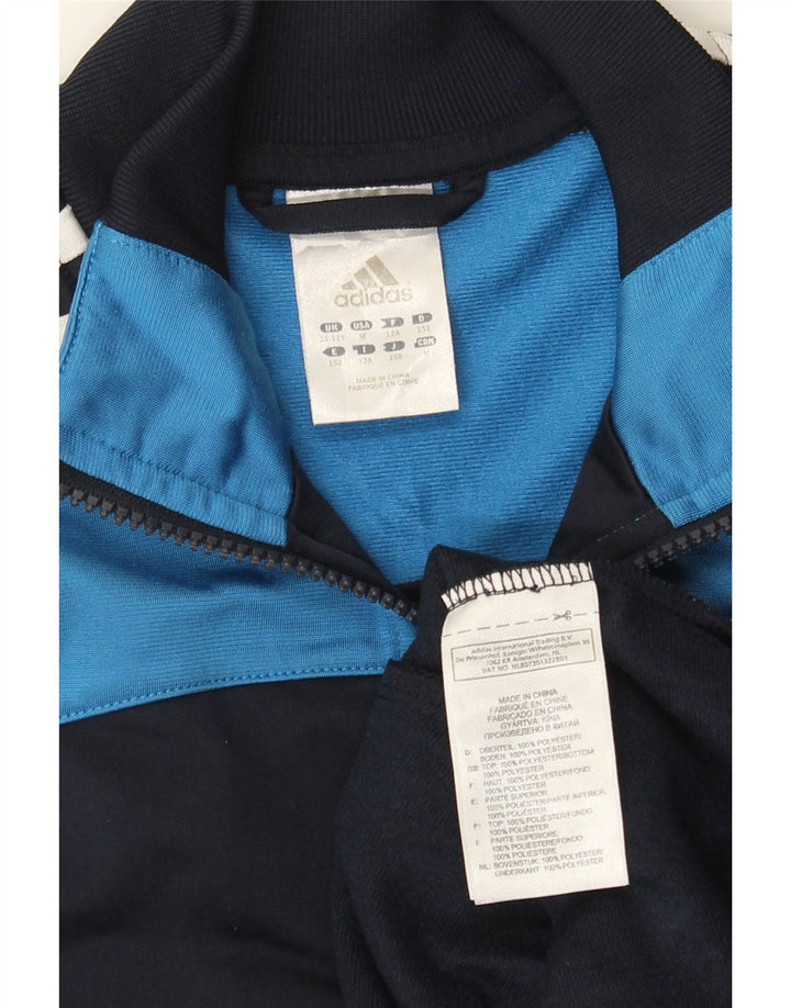 ADIDAS Boys Graphic Tracksuit Top Jacket 11-12 Years Blue Colourblock