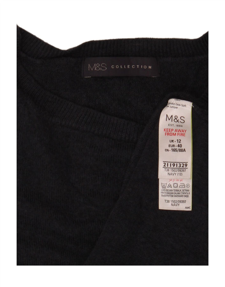 Marks & Spencer Womens Crew Neck Jumper Sweater UK 12 Medium Navy Blue