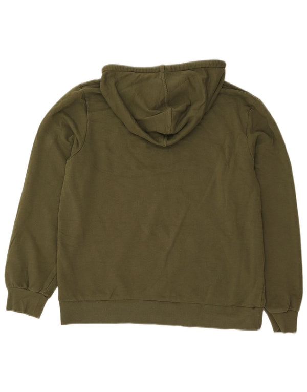 Marks & Spencer Womens Hoodie Jumper UK 14 Large Khaki Cotton