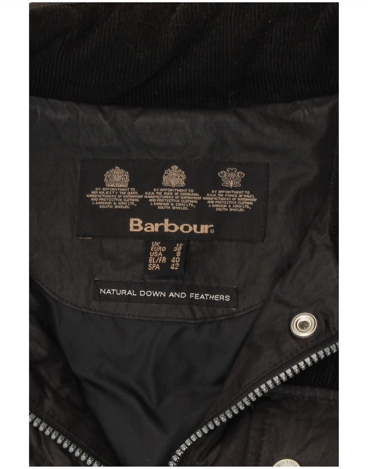 Barbour Womens Padded Coat UK 12 Medium Black Cotton