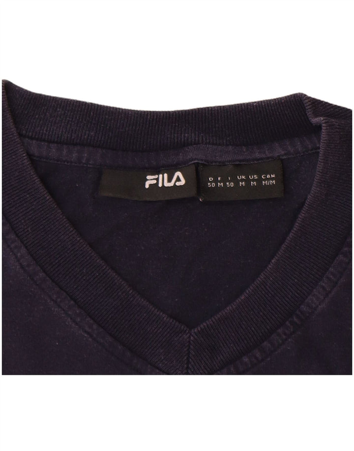 FILA Mens Graphic T-Shirt Top Medium Navy Blue Cotton