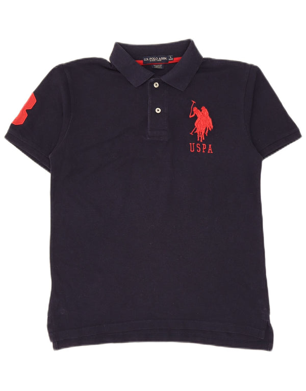 U.S. Polo Assn. Boys Graphic Polo Shirt 14-15 Years Large  Navy Blue Cotton