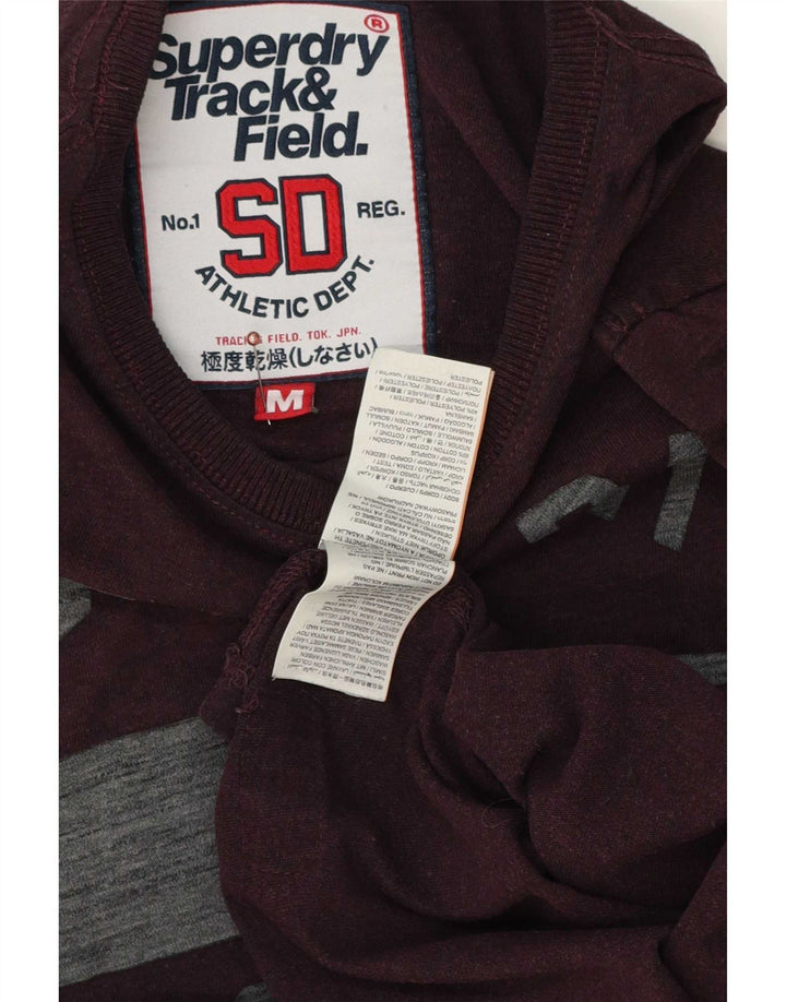Superdry Mens Graphic T-Shirt Top Medium Burgundy Cotton