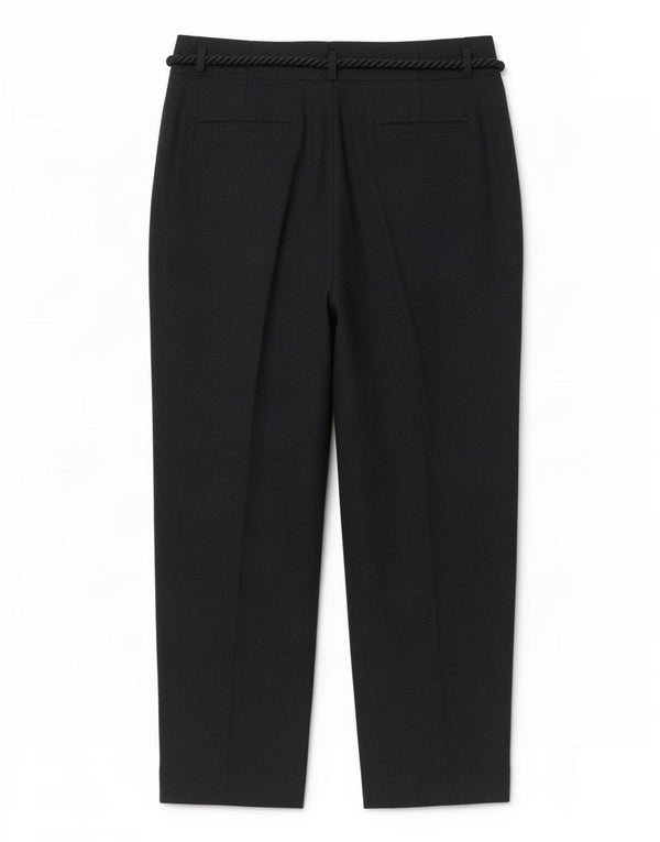Marks & Spencer Womens Tapered Cropped Trousers UK 14 Large W32 L25 Black