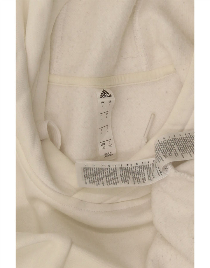 Adidas Mens Hoodie Jumper Large White Cotton