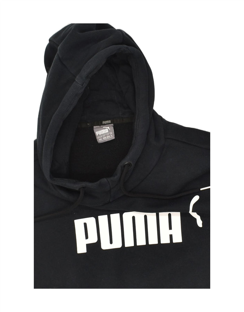 PUMA Mens Graphic Hoodie Jumper Medium Black Cotton | Vintage Puma | Thrift | Second-Hand Puma | Used Clothing | Messina Hembry 