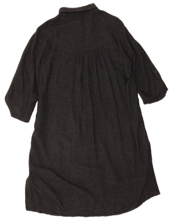 Zara Womens 3/4 Sleeve Shirt Dress UK 16 Large Grey Viscose