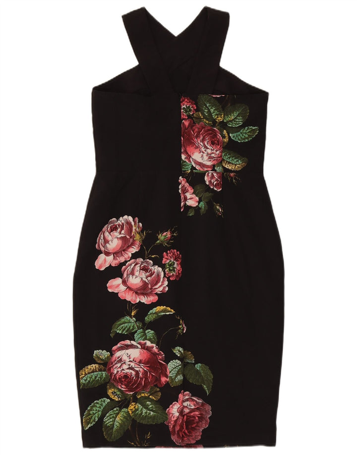 Oasis Womens Halter Dress UK 12 Medium Black Floral Polyester