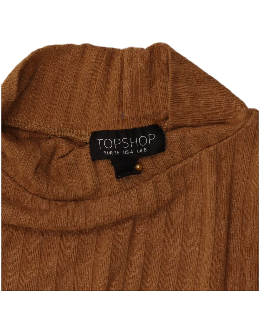 Topshop Womens Crop Top Long Sleeve UK 8 Small  Brown