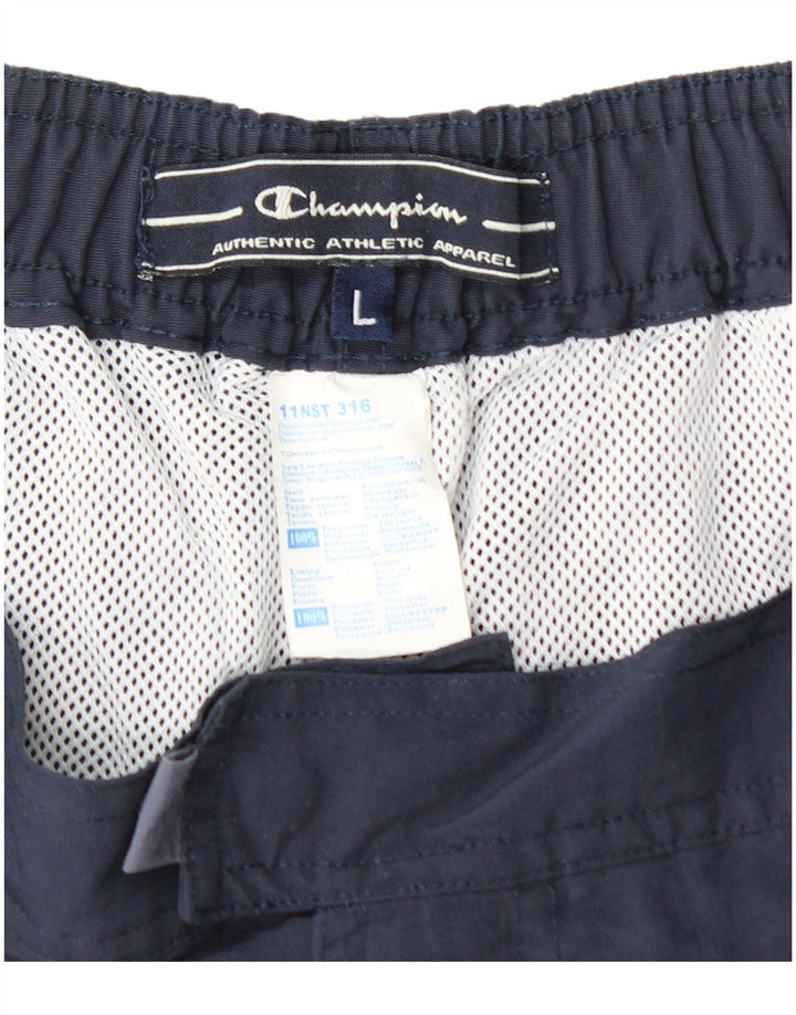 CHAMPION Mens Swimming Shorts Large Navy Blue Colourblock Polyamide