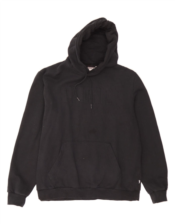 PUMA Mens Graphic Hoodie Jumper Large Black Cotton Vintage Puma and Second-Hand Puma from Messina Hembry 