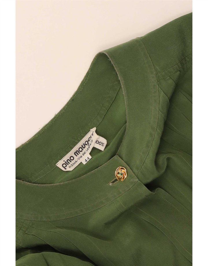 Vintage Womens Shirt Blouse IT 44 Medium Green Silk