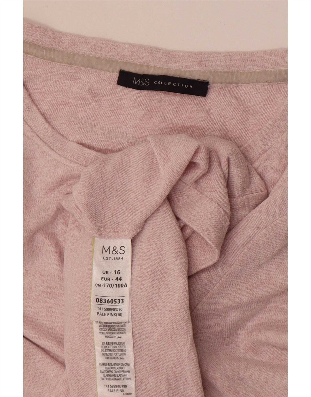 Marks & Spencer Womens T-Shirt Top UK 16 Large Pink Viscose