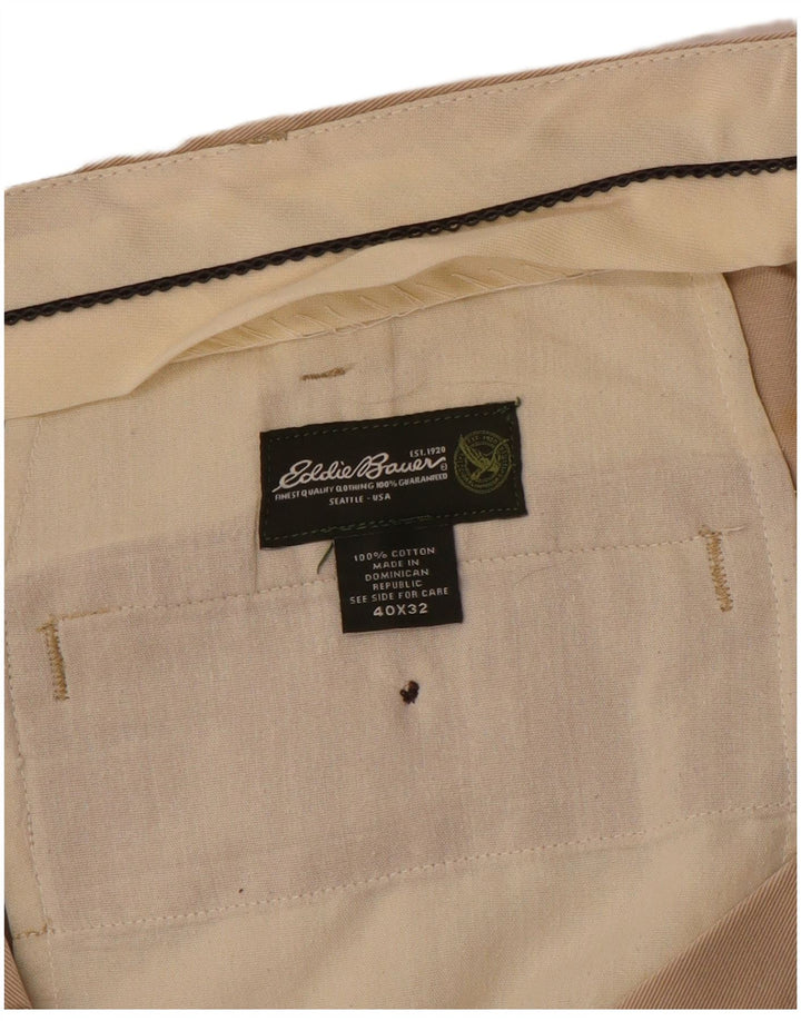 Eddie Bauer Mens Straight Chino Trousers W40 L32 Beige Cotton