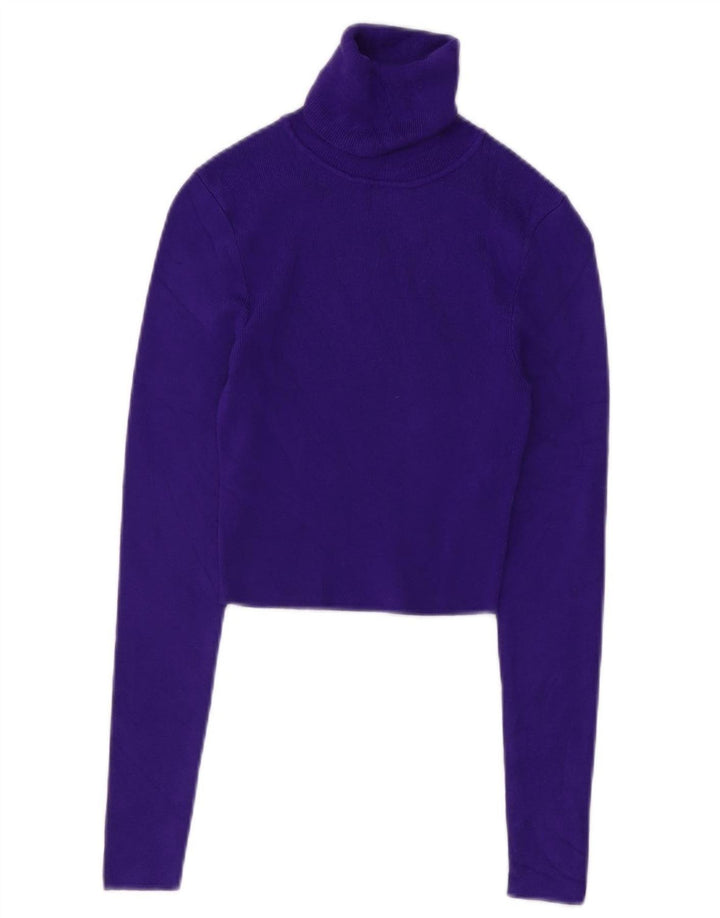 Zara Womens Crop Roll Neck Jumper Sweater UK 10 Small Purple