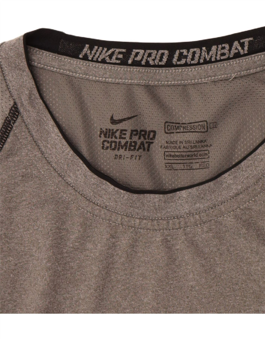 NIKE Mens Compression Vest Top 2XL Grey Colourblock Polyester