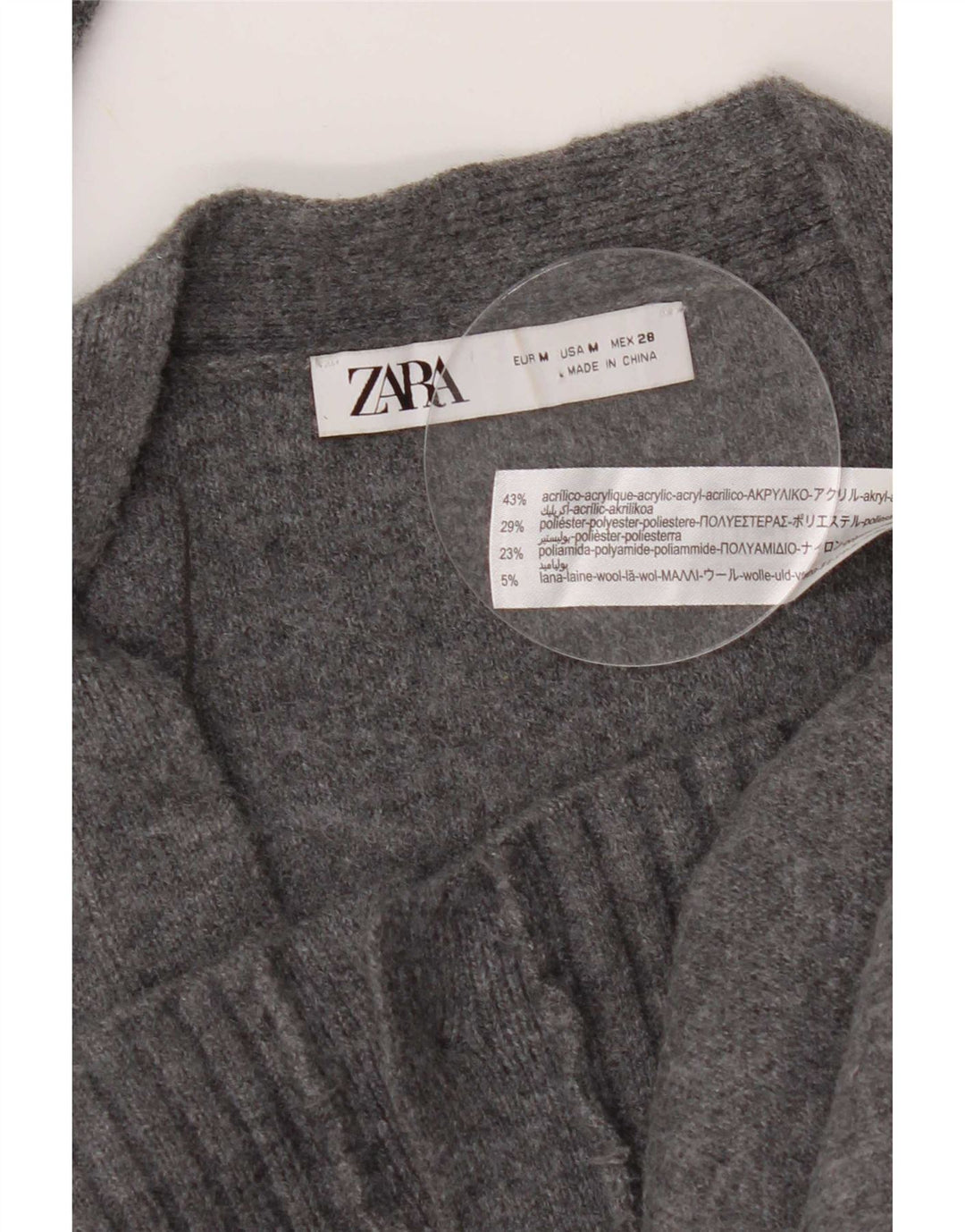 Zara Womens Cardigan Sweater UK 14 Medium Grey Acrylic