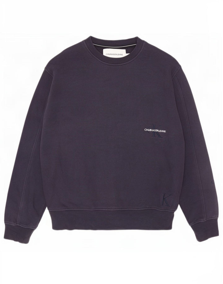 Calvin Klein Jeans Mens Sweatshirt Jumper Medium Navy Blue Cotton