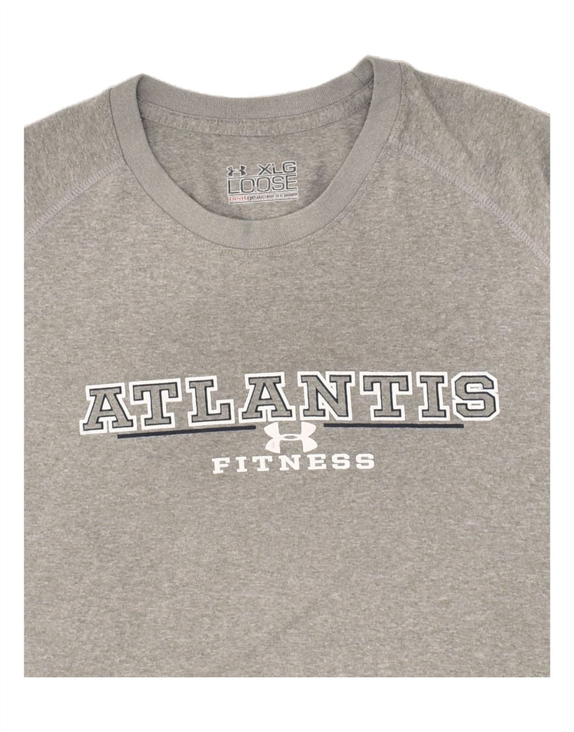 UNDER ARMOUR Mens Graphic Top Long Sleeve XL Grey Polyester | Vintage Under Armour | Thrift | Second-Hand Under Armour | Used Clothing | Messina Hembry 